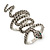 Wide Grey Austrian Crystal 'Coiled Snake' Double Band Ring In Rhodium Plating - 50mm Width - Size 8 - view 3