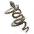 Wide Grey Austrian Crystal 'Coiled Snake' Double Band Ring In Rhodium Plating - 50mm Width - Size 8 - view 10