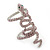 Wide Pink Austrian Crystal 'Coiled Snake' Double Band Ring In Rhodium Plating - 50mm Width - Size 8 - view 6