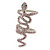 Wide Pink Austrian Crystal 'Coiled Snake' Double Band Ring In Rhodium Plating - 50mm Width - Size 8 - view 2