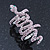 Wide Pink Austrian Crystal 'Coiled Snake' Double Band Ring In Rhodium Plating - 50mm Width - Size 8 - view 10
