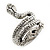 Vintage Inspired Sleek Textured 'Coiled Snake' Ring In Antique Silver Tone - Size 7 - view 8
