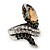 Vintage Inspired Austrian Clear, Black, Citrine Crystal 'Snake' Ring In Burn Silver Tone - Size 7 - view 6