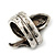 Vintage Inspired Austrian Clear, Black, Citrine Crystal 'Snake' Ring In Burn Silver Tone - Size 7 - view 4