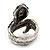 Vintage Inspired Austrian Clear, Black, Citrine Crystal 'Snake' Ring In Burn Silver Tone - Size 7 - view 7