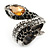 Vintage Inspired Austrian Clear, Black, Citrine Crystal 'Snake' Ring In Burn Silver Tone - Size 7 - view 5