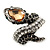 Vintage Inspired Austrian Clear, Black, Citrine Crystal 'Snake' Ring In Burn Silver Tone - Size 7 - view 8