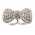 Large Clear Austrian Crystal Pave Set 'Bow' Two Finger Ring In Rhodium Plating - 50mm Across - Adjustable - view 3