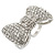 Large Clear Austrian Crystal Pave Set 'Bow' Two Finger Ring In Rhodium Plating - 50mm Across - Adjustable - view 5