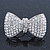 Large Clear Austrian Crystal Pave Set 'Bow' Two Finger Ring In Rhodium Plating - 50mm Across - Adjustable - view 2