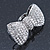 Large Clear Austrian Crystal Pave Set 'Bow' Two Finger Ring In Rhodium Plating - 50mm Across - Adjustable - view 11