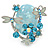Exquisite Light Blue Flower And Butterfly Cocktail Ring In Rhodium Plating - Adjustable size 7/8 - view 5