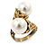 Vintage Inspired 12mm White Simulated Glass Pearl Floral Ring In Antique Gold Tone - Size 7 - view 6