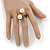 Vintage Inspired 12mm White Simulated Glass Pearl Floral Ring In Antique Gold Tone - Size 7 - view 8