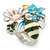 Multicoloured Enamel Flower and Bee Ring In Rhodium Plating - view 7