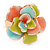 Gold Plated Pastel Coloured Enamel Flower Ring (Light Blue/ Coral/ Light Green) - Size 8/9- Adjustable - view 6