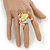 Multicoloured Enamel Crystal Butterfly Ring In Gold Tone Metal - Adjustable - Size 7/8 - view 2