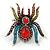 Oversized Multicoloured Crystal Spider Stretch Cocktail Ring (Silver Tone) - Adjustable - Size 7/9 - view 7