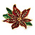 Christmas Dark Red/ Green Enamel Poinsettia Holiday Ring In Gold Plating - 30mm Across - Size 7/8 - view 4
