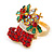 Red Crystal Christmas Stocking Holiday Ring In Gold Plating - 30mm Across - Size 7/8 - view 6