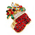 Red Crystal Christmas Stocking Holiday Ring In Gold Plating - 30mm Across - Size 7/8 - view 3