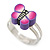Children's/ Teen's / Kid's Purple Fimo Butterfly Ring In Silver Tone - Adjustable