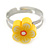 Children's/ Teen's / Kid's Bright Yellow Fimo Flower Ring In Silver Tone - Adjustable - view 3