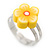 Children's/ Teen's / Kid's Bright Yellow Fimo Flower Ring In Silver Tone - Adjustable - view 2