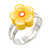 Children's/ Teen's / Kid's Bright Yellow Fimo Flower Ring In Silver Tone - Adjustable