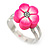 Children's/ Teen's / Kid's Deep Pink Fimo Flower Ring In Silver Tone - Adjustable - view 4