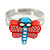 Children's/ Teen's / Kid's Red/ Light Blue Fimo Dragonfly Ring In Silver Tone - Adjustable - view 2
