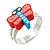 Children's/ Teen's / Kid's Red/ Light Blue Fimo Dragonfly Ring In Silver Tone - Adjustable - view 4