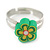 Children's/ Teen's / Kid's Green Fimo Flower Ring In Silver Tone - Adjustable - view 3