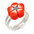 Children's/ Teen's / Kid's Red Fimo Flower Ring In Silver Tone - Adjustable - view 2
