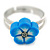 Children's/ Teen's / Kid's Blue Fimo Flower Ring In Silver Tone - Adjustable - view 2