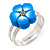 Children's/ Teen's / Kid's Blue Fimo Flower Ring In Silver Tone - Adjustable - view 4