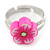 Children's/ Teen's / Kid's Pink Fimo Flower Ring In Silver Tone - Adjustable - view 2