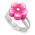 Children's/ Teen's / Kid's Pink Fimo Flower Ring In Silver Tone - Adjustable