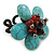 Turquoise With Semiprecious Stone 'Daisy' Floral Wired Ring - 35mm Diameter - 7/8 Adjustable - view 5