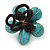Turquoise With Semiprecious Stone 'Daisy' Floral Wired Ring - 35mm Diameter - 7/8 Adjustable - view 3
