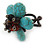 Turquoise With Semiprecious Stone 'Daisy' Floral Wired Ring - 35mm Diameter - 7/8 Adjustable - view 6