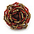 Red, Golden Glass Bead Flower Stretch Ring - 35mm Diameter - view 3
