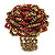 Red, Golden Glass Bead Flower Stretch Ring - 35mm Diameter - view 6