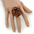Red, Golden Glass Bead Flower Stretch Ring - 35mm Diameter - view 2