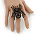Oversized Black Crystal Spider Stretch Cocktail Ring (Antique Gold Tone) - Adjustable - Size 7/9 - view 2