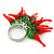 Glass Hot Red Chilly Ring In Silver Tone - 7/8 Adjustable - view 3