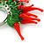 Glass Hot Red Chilly Ring In Silver Tone - 7/8 Adjustable - view 4