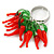 Glass Hot Red Chilly Ring In Silver Tone - 7/8 Adjustable - view 5