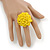 Yellow Glass Bead Flower Stretch Ring - 40mm Diameter - Large - view 2