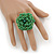 Apple Green Glass Bead Flower Stretch Ring - 40mm Diameter - view 2
